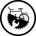 Black logo with the image of an asterisk, a wrench and a bicycle Royalty Free Stock Photo